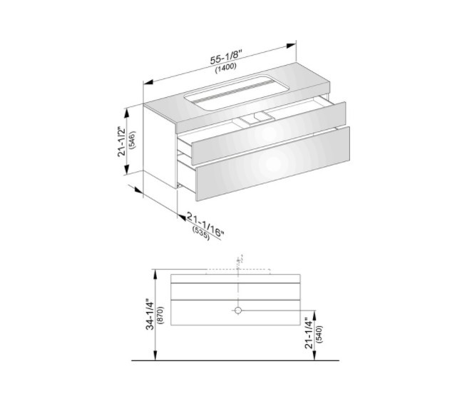 Keuco тумба подвесная под раковину с отверстием под смеситель, с двумя выдвижными ящиками, edition 400, белый арт. 31583 300100