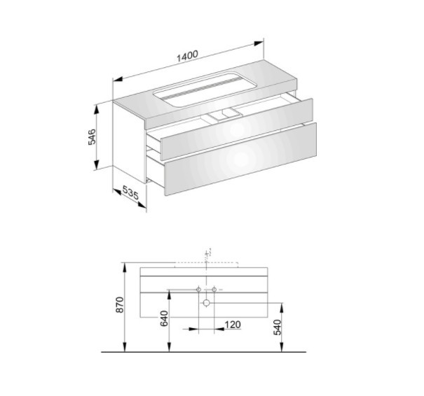 Keuco тумба подвесная под раковину с отверстием под смеситель, с двумя выдвижными ящиками, edition 400, белый арт. 31583 300100