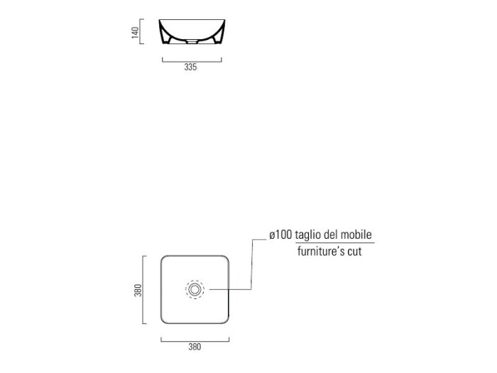 GSI Раковина накладная 38х38х14 см, ardesia matte, санфаянс, Color-elements - 903826