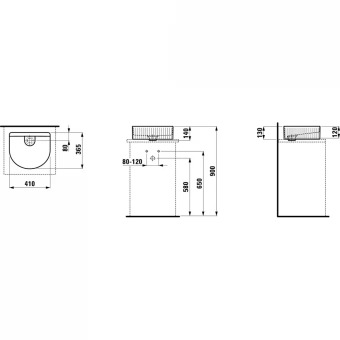 LAUFEN раковина с текстурой 410x365 мм, SONAR - 8.1234.3.000.112.1
