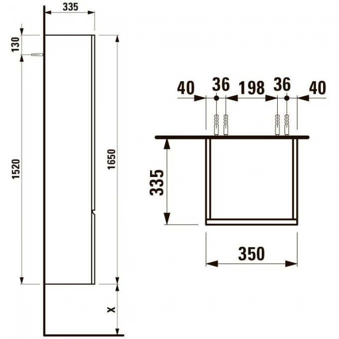 LAUFEN шкаф-пенал l, петли справа, PRO - 4.8312.2.095.485.R