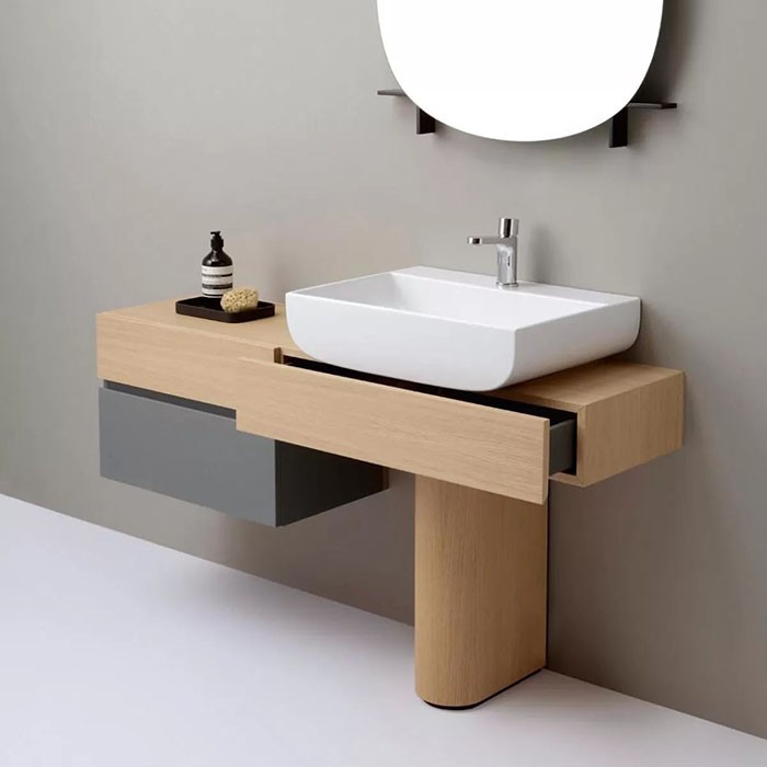 Azzurra база под раковину 140х39х74см., напольная, раковина справа, ящик слева, Azzurra, MBCH140RC цвет: cemento/дуб