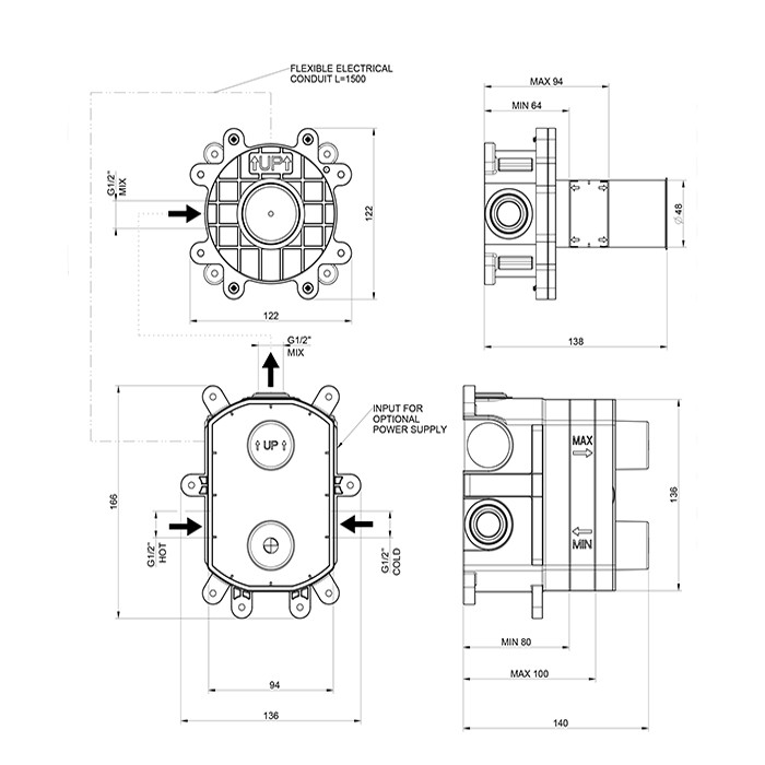 Gessi Встраиваемая часть для электронного смесителя, 44665#031 цвет: