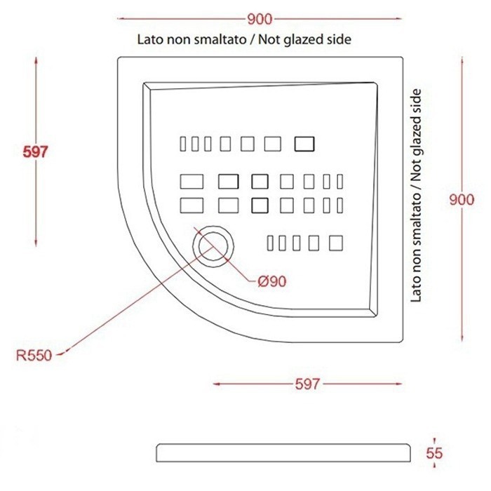 ArtCeram душевой поддон 90х90см, pda006 01 00 piatto doccia angolare цвет: белый глянцевый