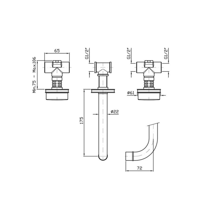 Zucchetti смеситель для раковины на 3 отверстия с гладким фланцем, излив 175 мм, savoir, хром арт. zsv671.c- r99504