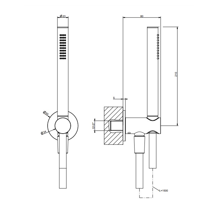 Gessi Душевая лейка с держателем, шлангом 150см., Shower Sets, 63329#031 цвет: хром