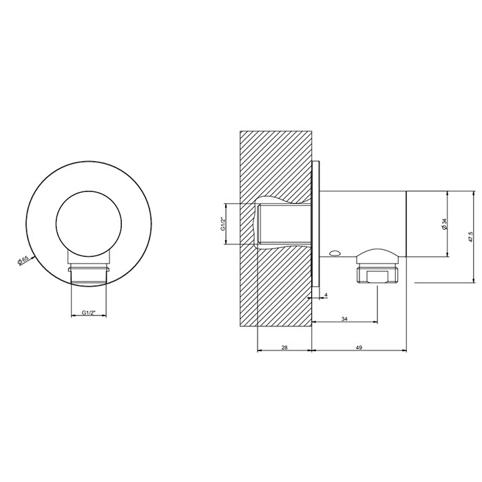 Gessi Вывод воды на 1/2", 316, 54269#707 цвет: brushed black metal pvd