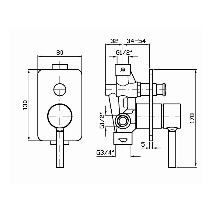 Zucchetti встроенный однорычажный смеситель для душа, pan, хром арт. zp6121 r99684