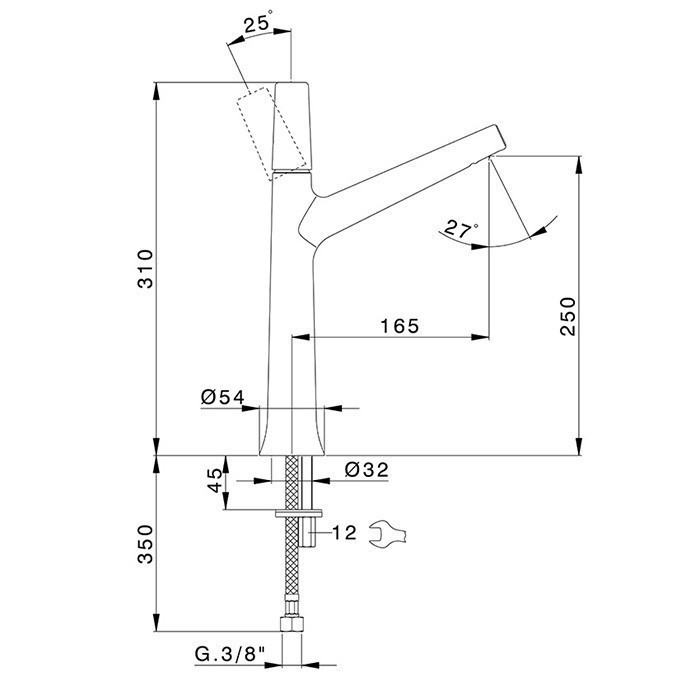 Cisal высокий смеситель для раковины vi00354440 vita cisal, цвет: чёрный матовый