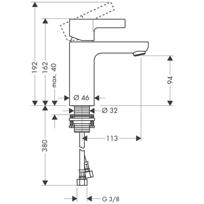 Hansgrohe смеситель для раковины без донного клапана, Metris S, хром арт. 31068000