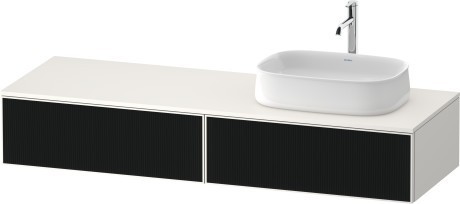 Duravit тумба подвесная с одним вырезом под раковину справа 550 мм х 1600 мм х 281 мм, zencha, ze4814r63840000 цвет: чёрное стекло/белый суперматовый