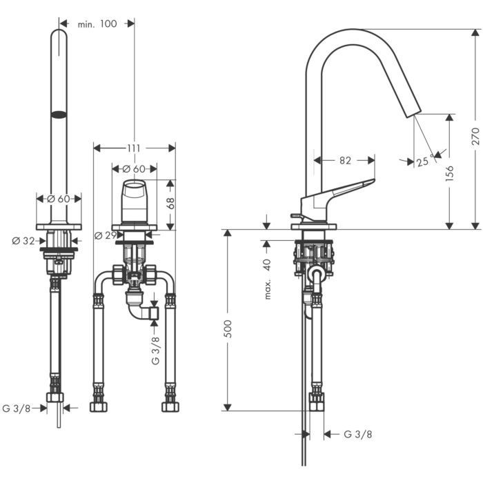 AXOR смеситель для раковины, Citterio M, никель арт. 34132820