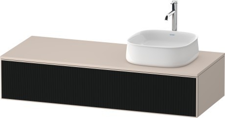 Duravit тумба подвесная с вырезом под раковину справа 550 мм х 1300 мм х 281 мм, zencha, ze4812r63830000 цвет: чёрное стекло/серо-коричневый суперматовый