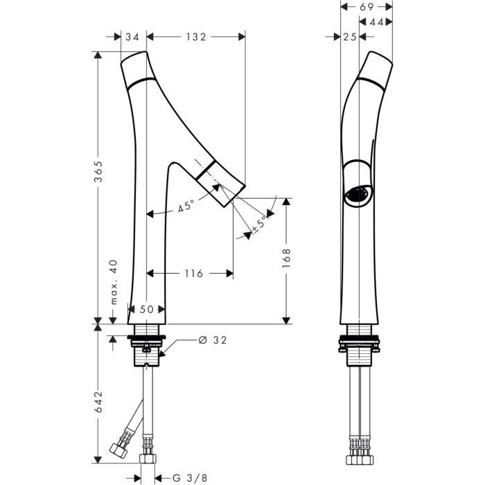 AXOR смеситель для раковины, Starck Organic, черный арт. 12012340