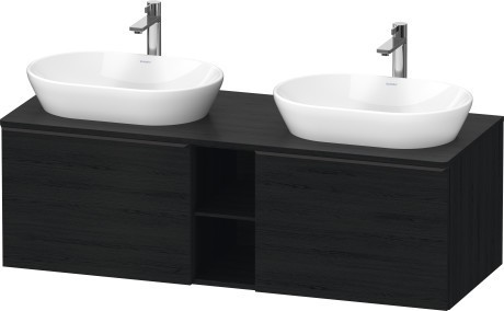 Duravit тумба подвесная под две раковины 1400 мм х 550 мм и открытой полкой, d-neo, de4950b1616 цвет: чёрный дуб