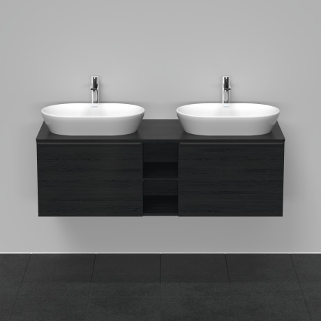 Duravit тумба подвесная под две раковины 1400 мм х 550 мм и открытой полкой, d-neo, de4950b1616 цвет: чёрный дуб