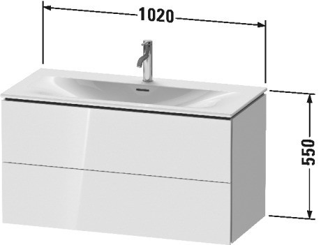 Duravit тумба подвесная под раковину, l-cube, lc630802222 цвет: белый глянцевый