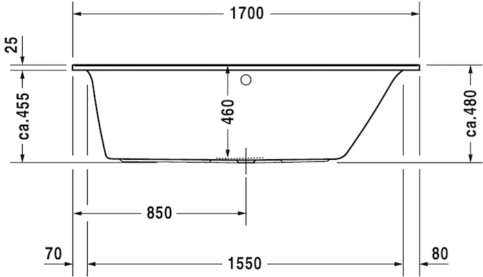 Duravit акриловая встраиваемая ванна 1700 х 750, darling new, 700243000000000 цвет: белый