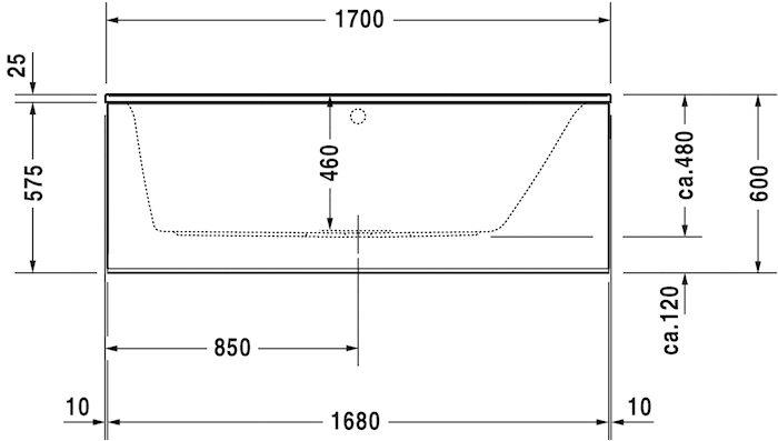 Duravit акриловая встраиваемая ванна 1700 х 750, darling new, 700243000000000 цвет: белый