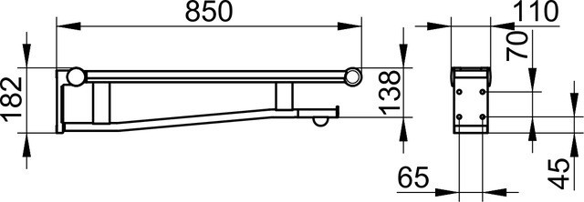 Keuco настенный складной поручень для туалета откидывается наверх, с ограничением хода, plan care, алюминий серебристый анодированный, белый арт. 34903 170851