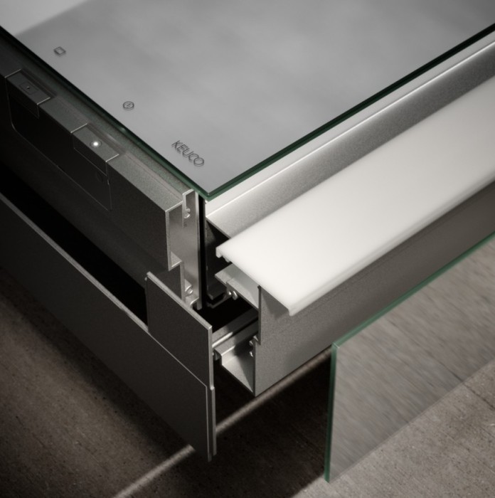 Keuco шкаф с подсветкой и подогревом для встраиваемого монтажа 115 мм х 800 мм х 710 мм, с 2 поворотными ассиметричными дверцами, somaris, черный матовый арт. 14512 372201