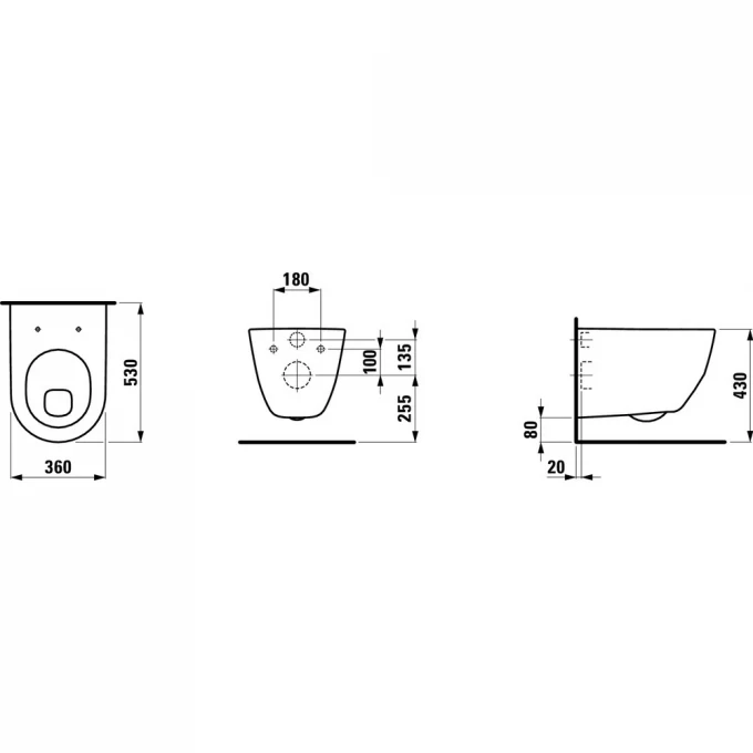 LAUFEN унитаз подвесной с полочкой, PRO - 8.2095.9.000.000.1