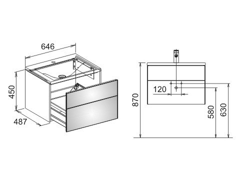Keuco тумба под умывальник, royal reflex, титан арт. 34050 130000