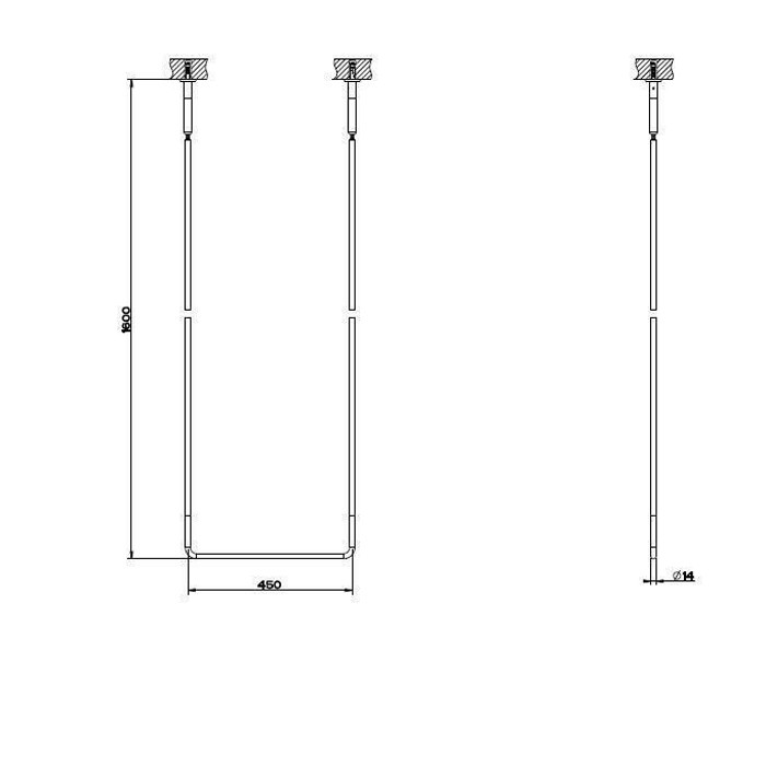 Gessi Полотенцедержатель потолочный 45см h=160см, подвесной, Goccia, 38144#031 цвет: хром