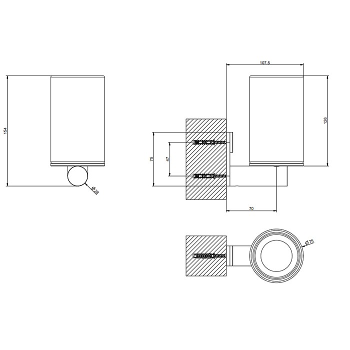 Gessi Стакан для зубных щеток настенный, 316, 54708#707 цвет: черный/brushed black metal pvd