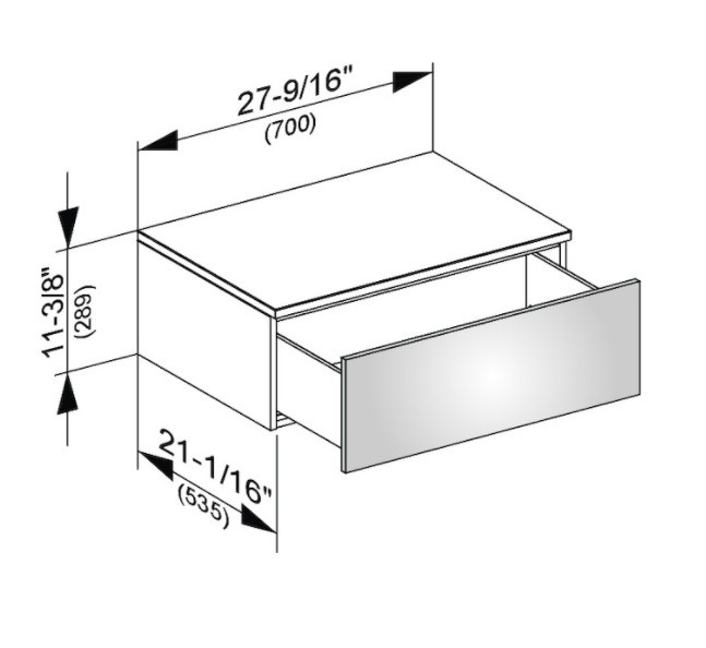 Keuco тумба боковая подвесная с одним выдвижным фронтом, edition 400, белый арт. 31741 380000