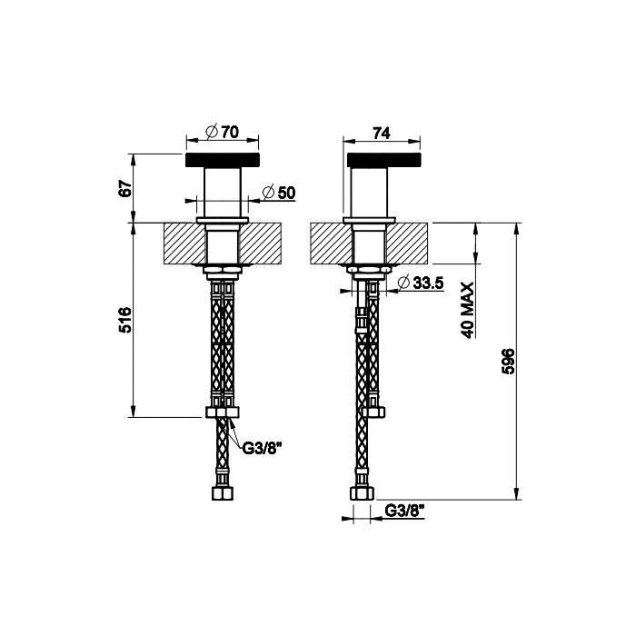 Gessi Смеситель для раковины без излива, Anello, 63400#031 цвет: хром
