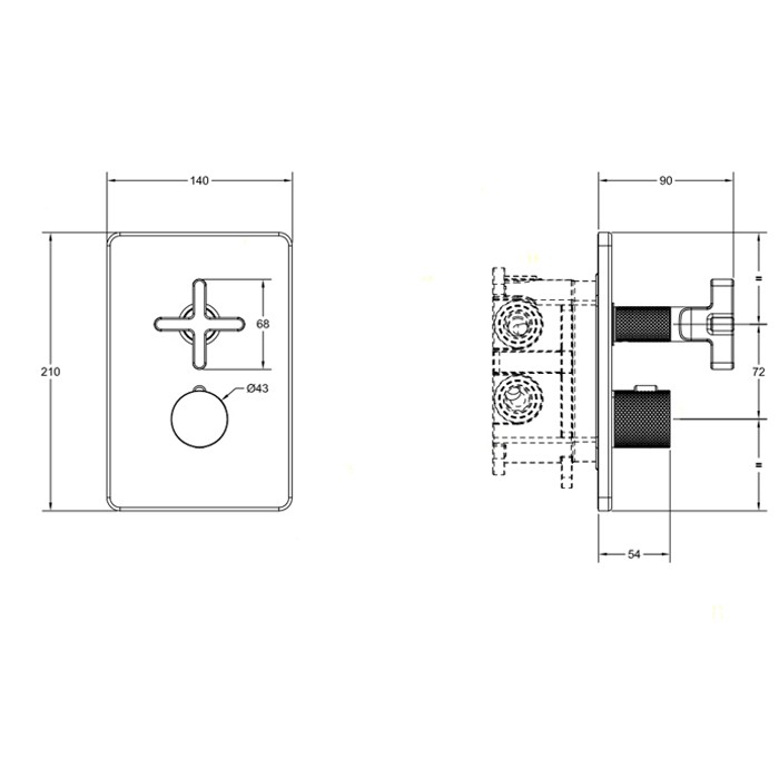 Gessi Встраиваемый термостатический смеситель на 2 источника, резьба 1/2", Inciso, 58234#149 цвет: finox