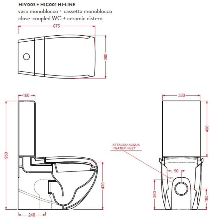ArtCeram бачок для унитаза, hic001 03 00 hi-line цвет: черный глянцевый