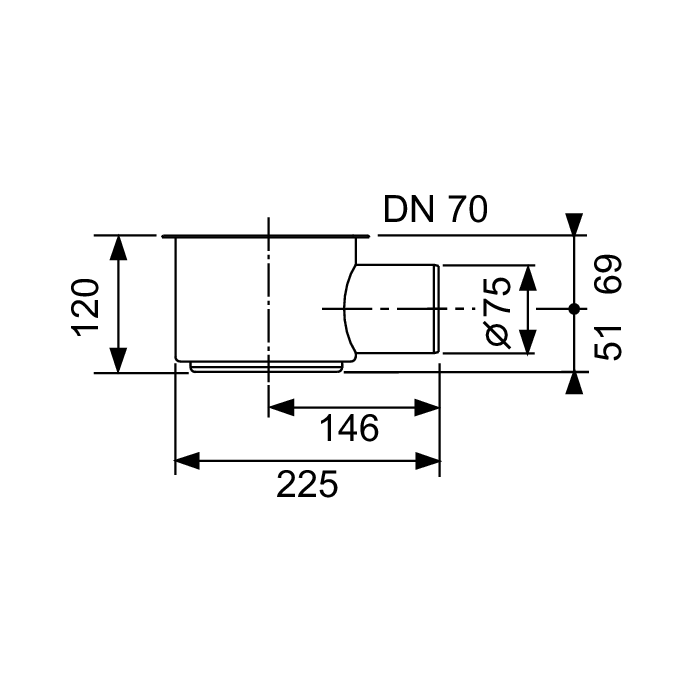 TECE сифон, 1,2 л/c, dn 50, выход вбок, высота монтажа от нижнего края сифона до верхнего края слива – 148 мм., drainline - 650002