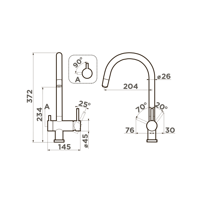 Omoikiri смеситель для кухни Yamada-P-GR латунь/leningrad grey арт. 4974261