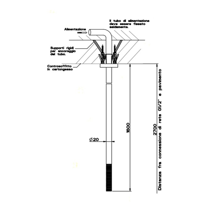 Gessi Излив потолочный с удаленным управлением, Trame, 54399#239 цвет: шлифованная сталь