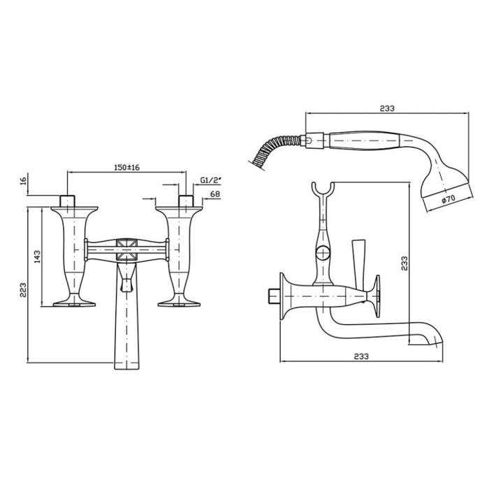 Zucchetti смеситель для ванны-душа на 2 отверстия, bellagio, хром арт. zb1228