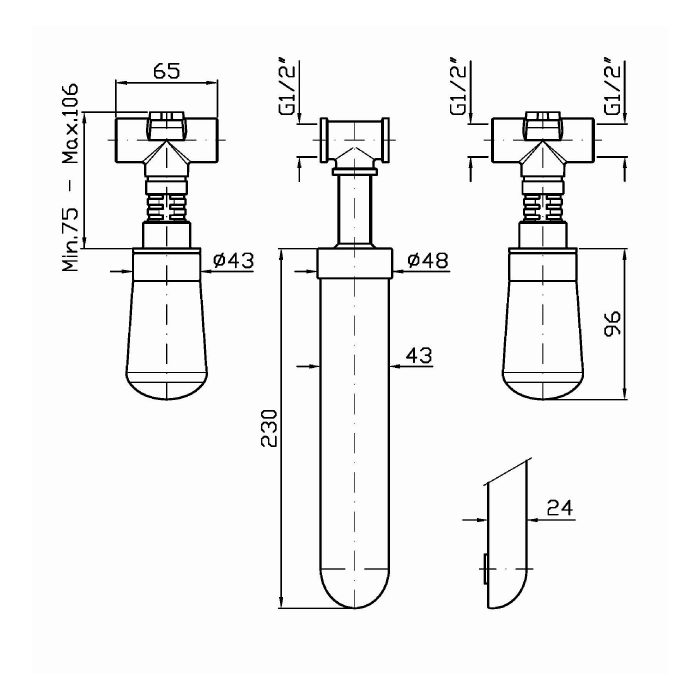 Zucchetti cмеситель для раковины, встраиваемый, с аэратором, nude, черный арт. znu668.c50