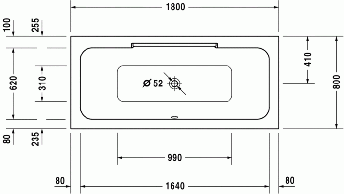 Duravit акриловая ванна 1800 х 800 c двумя наклонами для спины, durastyle, 700298000000000 цвет: белый