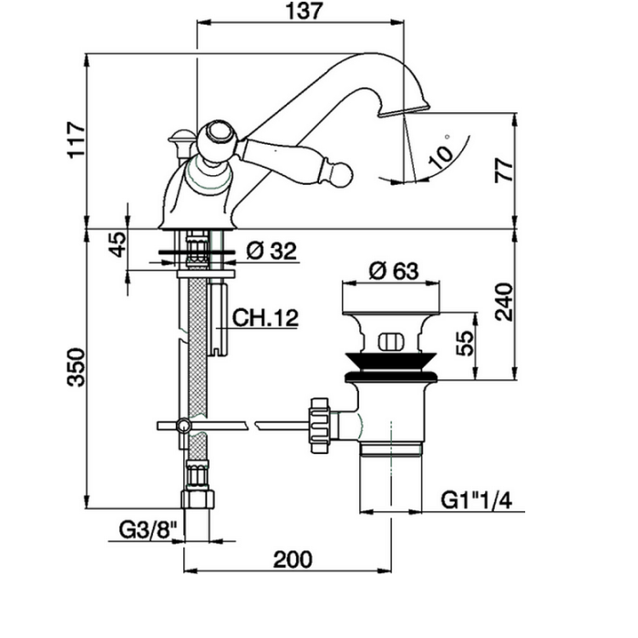 Cisal смеситель для раковины ts00051027 arcana toscana цвет: бронза