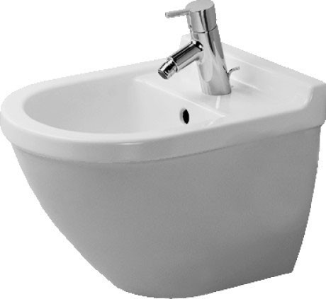 Duravit подвесное биде с переливом, с креплением, starck 3, 2281150001 цвет: белый