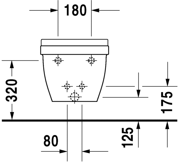 Duravit подвесное биде с переливом, с креплением, starck 3, 2281150001 цвет: белый
