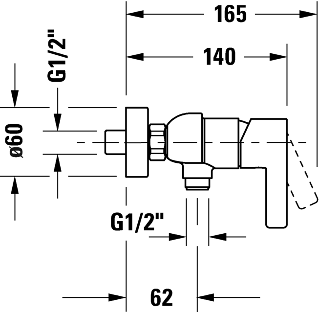 Duravit cмеситель однорычажный для душа, d-neo, de4230000010 цвет: хром