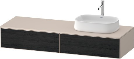 Duravit тумба подвесная с одним вырезом под раковину справа 550 мм х 1600 мм х 281 мм, zencha, ze4814r16830000 цвет: чёрный дуб/серо-коричневый суперматовый