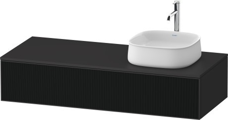 Duravit тумба подвесная с вырезом под раковину справа 550 мм х 1300 мм х 281 мм, zencha, ze4812r63800000 цвет: чёрное стекло/графит суперматовый