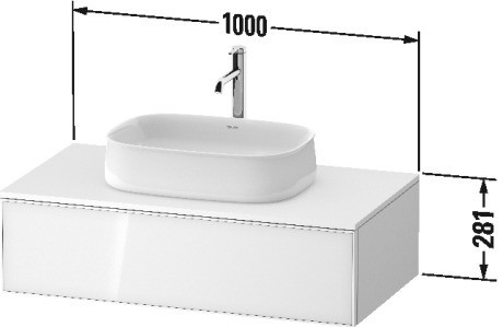 Duravit тумба подвесная под раковину 550 мм х 1000 мм х 281 мм, zencha, ze4811064800000 цвет: белое стекло/графит суперматовый