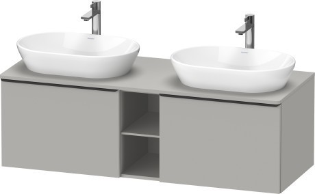 Duravit тумба подвесная под две раковины 1400 мм х 550 мм и открытой полкой, d-neo, de4950b0707 цвет: бетонно-серый матовый