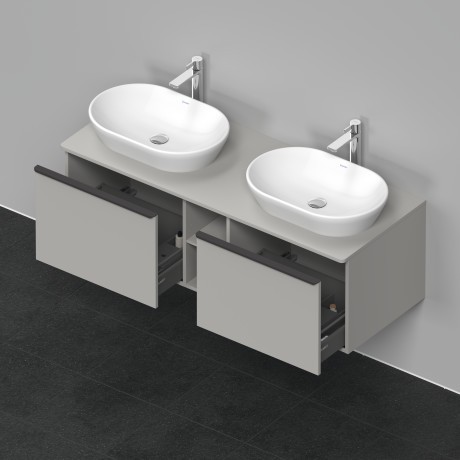 Duravit тумба подвесная под две раковины 1400 мм х 550 мм и открытой полкой, d-neo, de4950b0707 цвет: бетонно-серый матовый