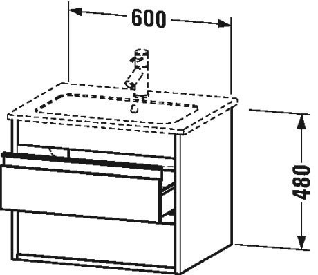 Duravit тумба подвесная под раковину с двумя выдвижными ящиками, ketho, kt6428 43 цвет: базальт матовый