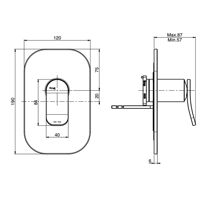 Fima Carlo Frattini смеситель для душа, встраиваемый, flo, черный арт. f3809x1ns